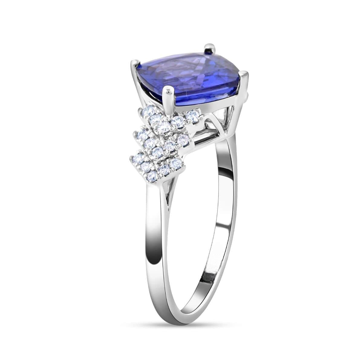 Unique Cushion Cut Tanzanite Moissanite Engagement Ring