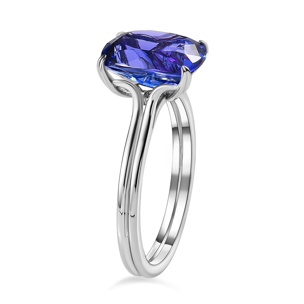 Long Cushion Tanzanite Solitaire Ring with a Diamond Accent