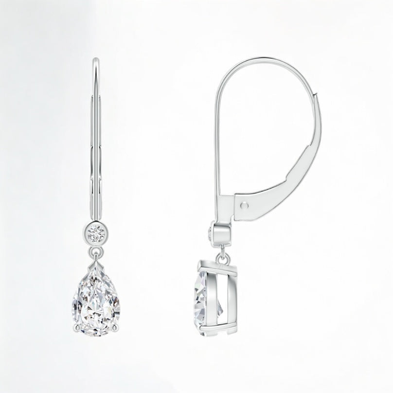 Pear Moissanite Lever back earrings