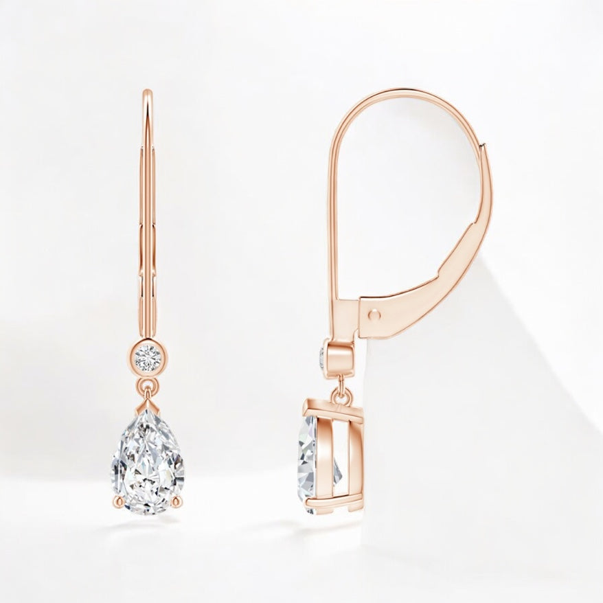 Pear Moissanite Lever back earrings