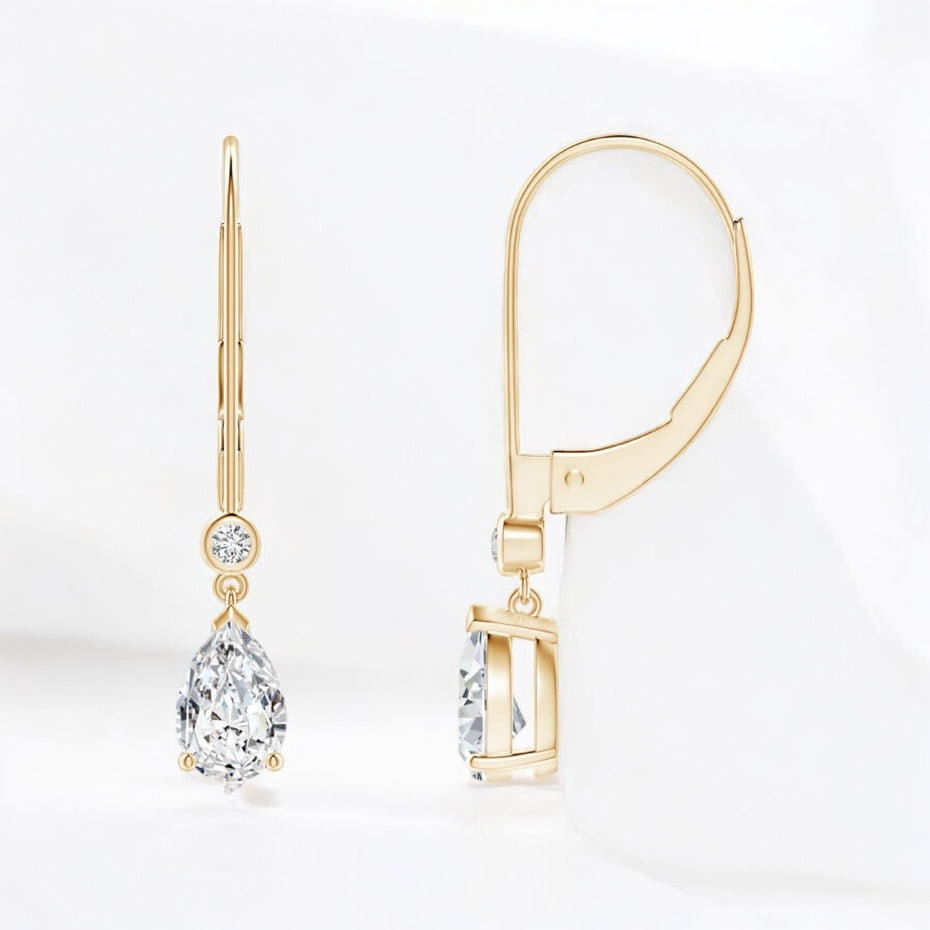 Pear Moissanite Lever back earrings