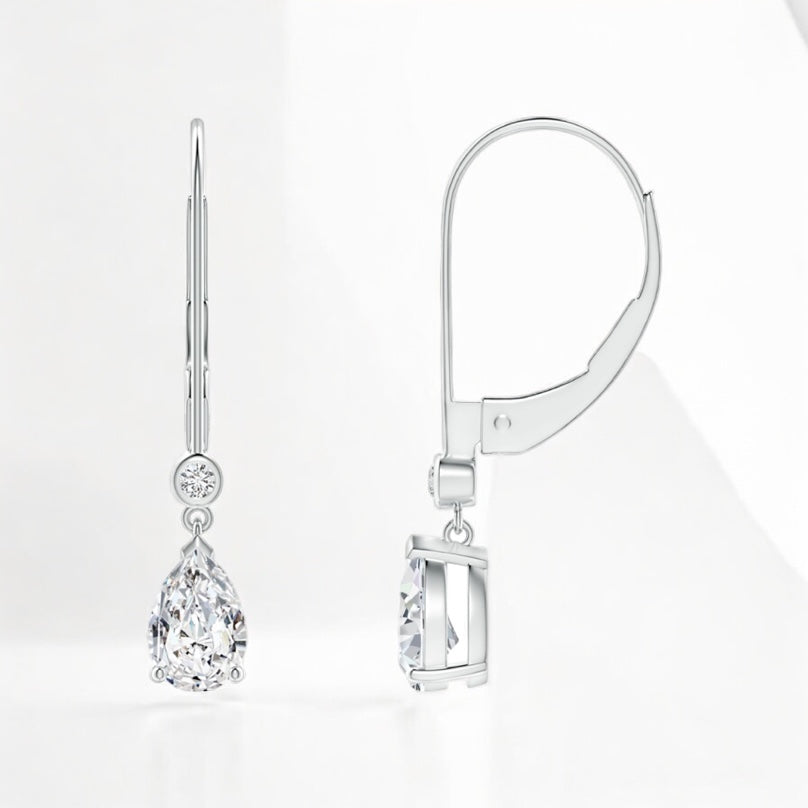 Pear Moissanite Lever back earrings