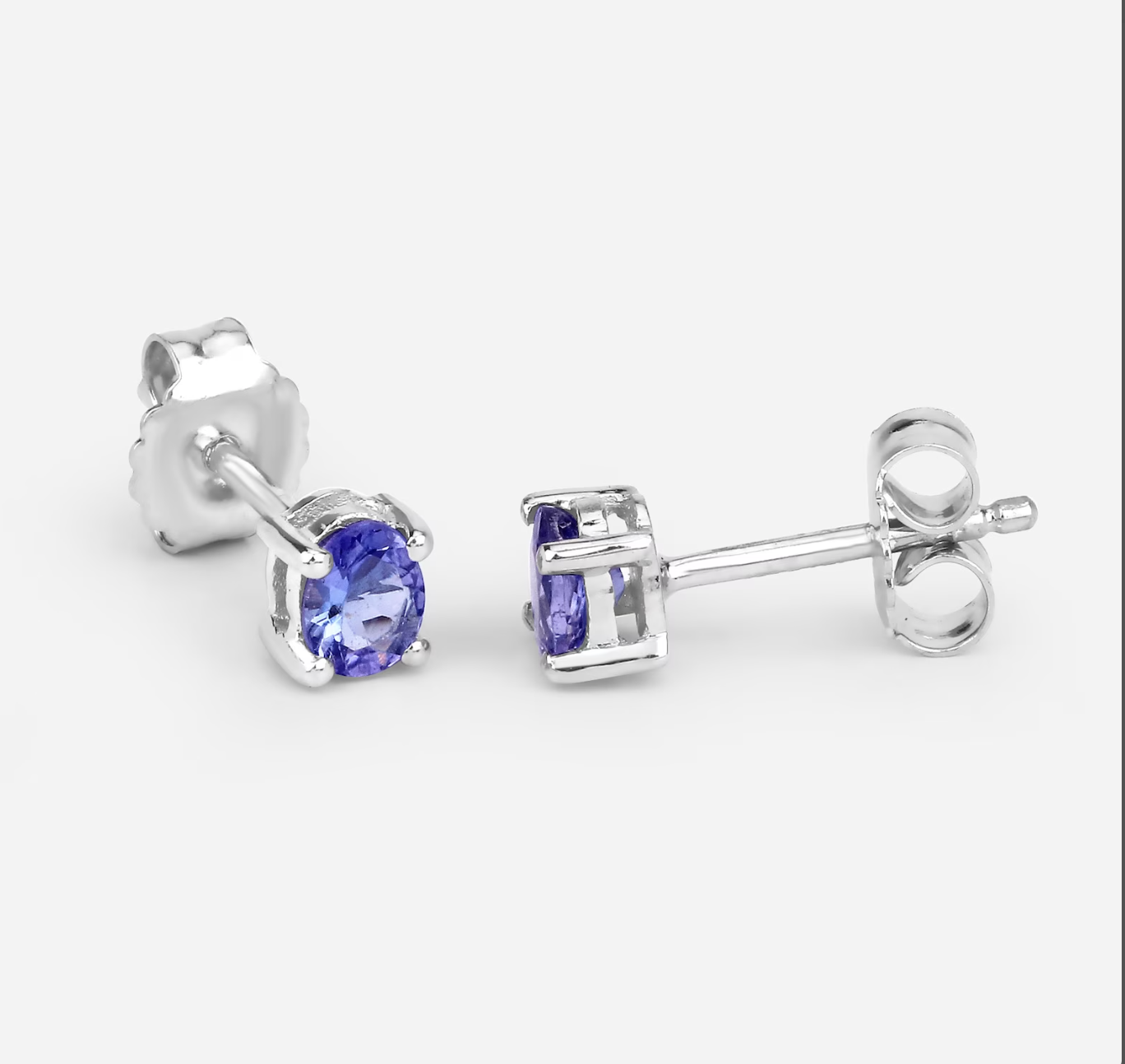 Minimal Basket-Set Oval Tanzanite Studs