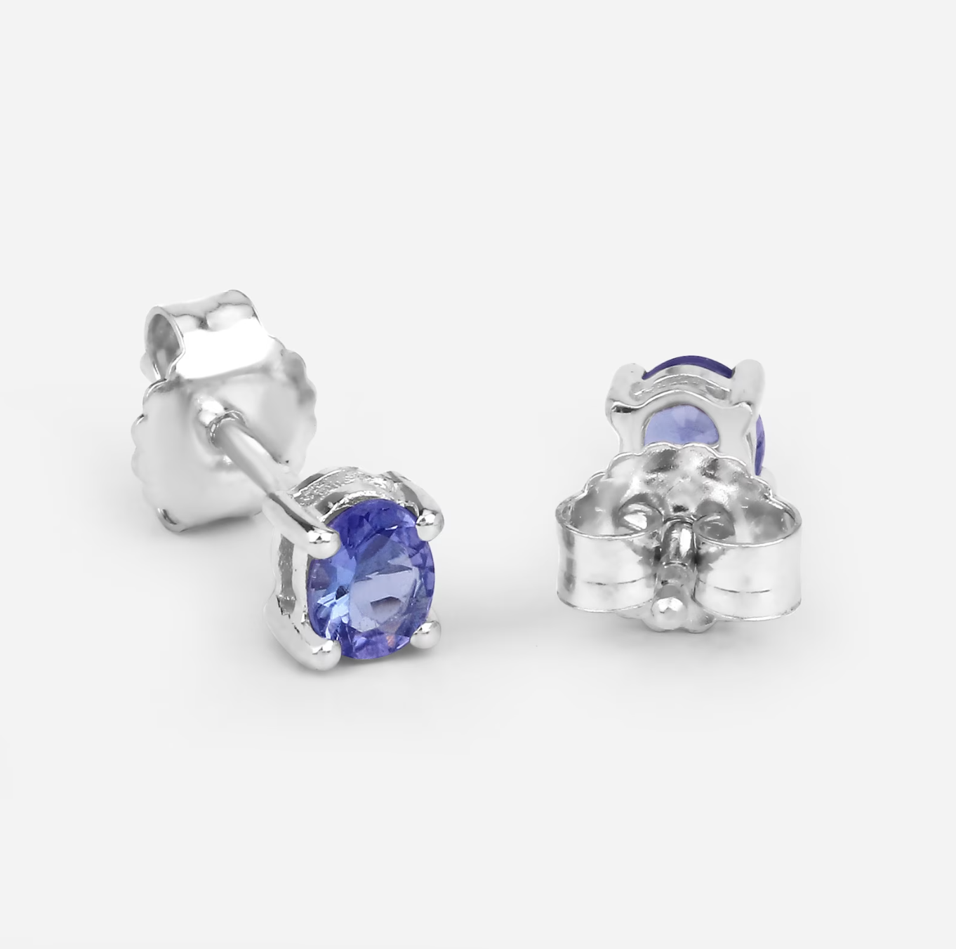 Minimal Basket-Set Oval Tanzanite Studs