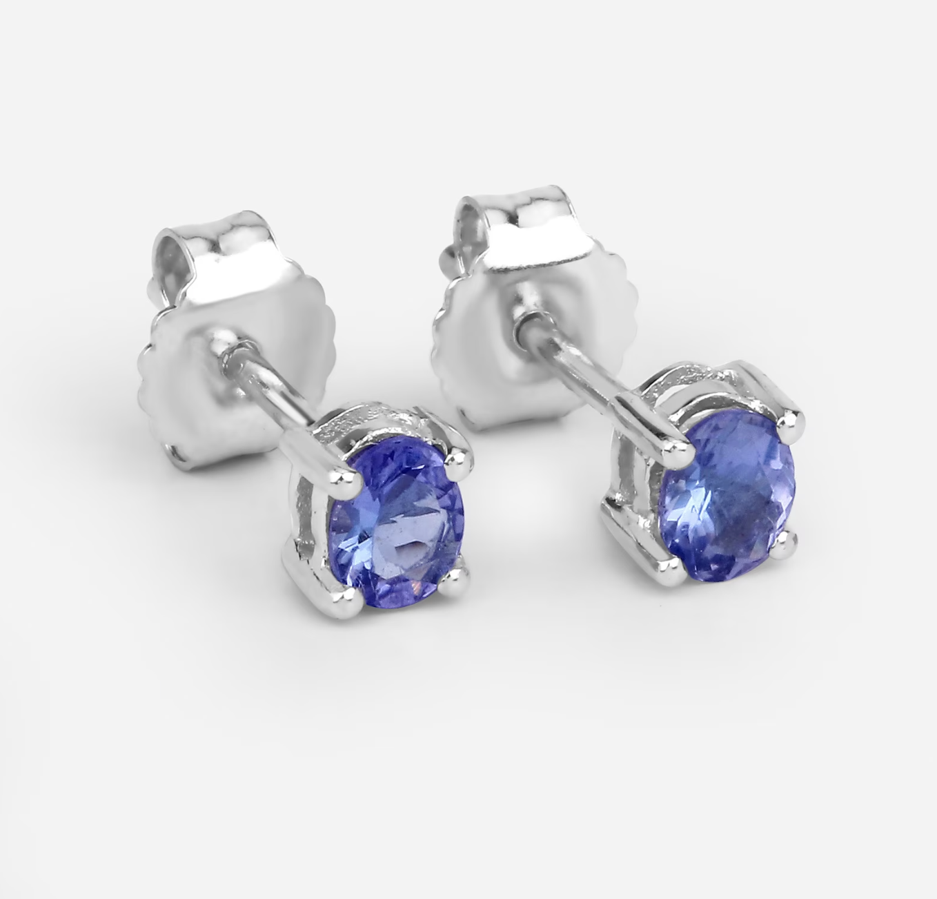 Minimal Basket-Set Oval Tanzanite Studs