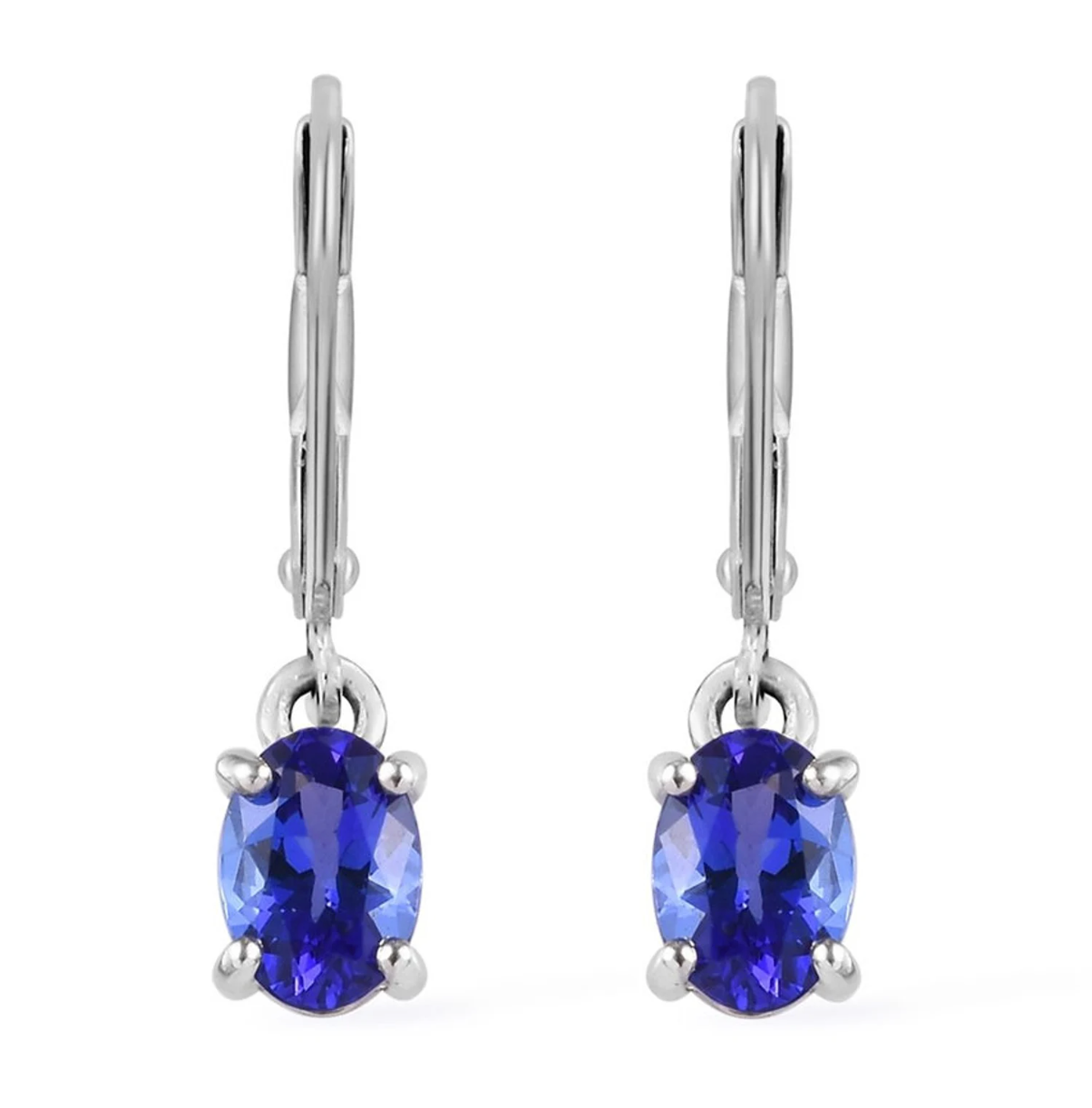 Solitaire Oval-Shaped Tanzanite Leverback Earrings