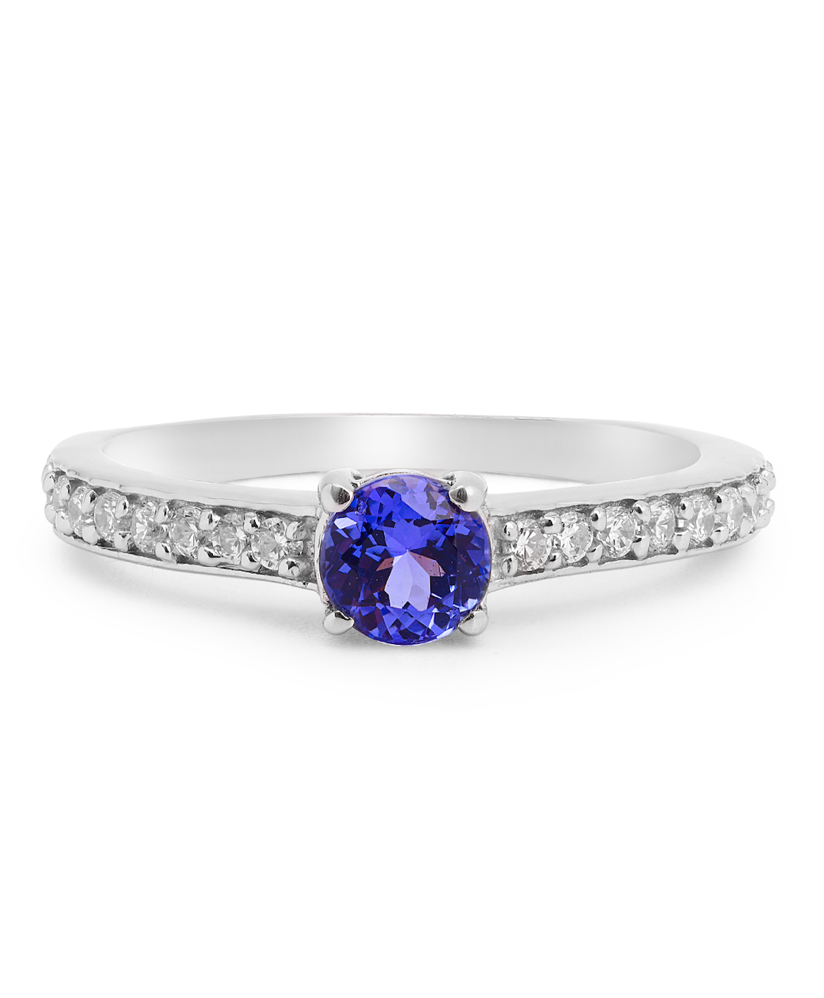 Round Tanzanite Tapered Shank Solitaire Engagement Ring