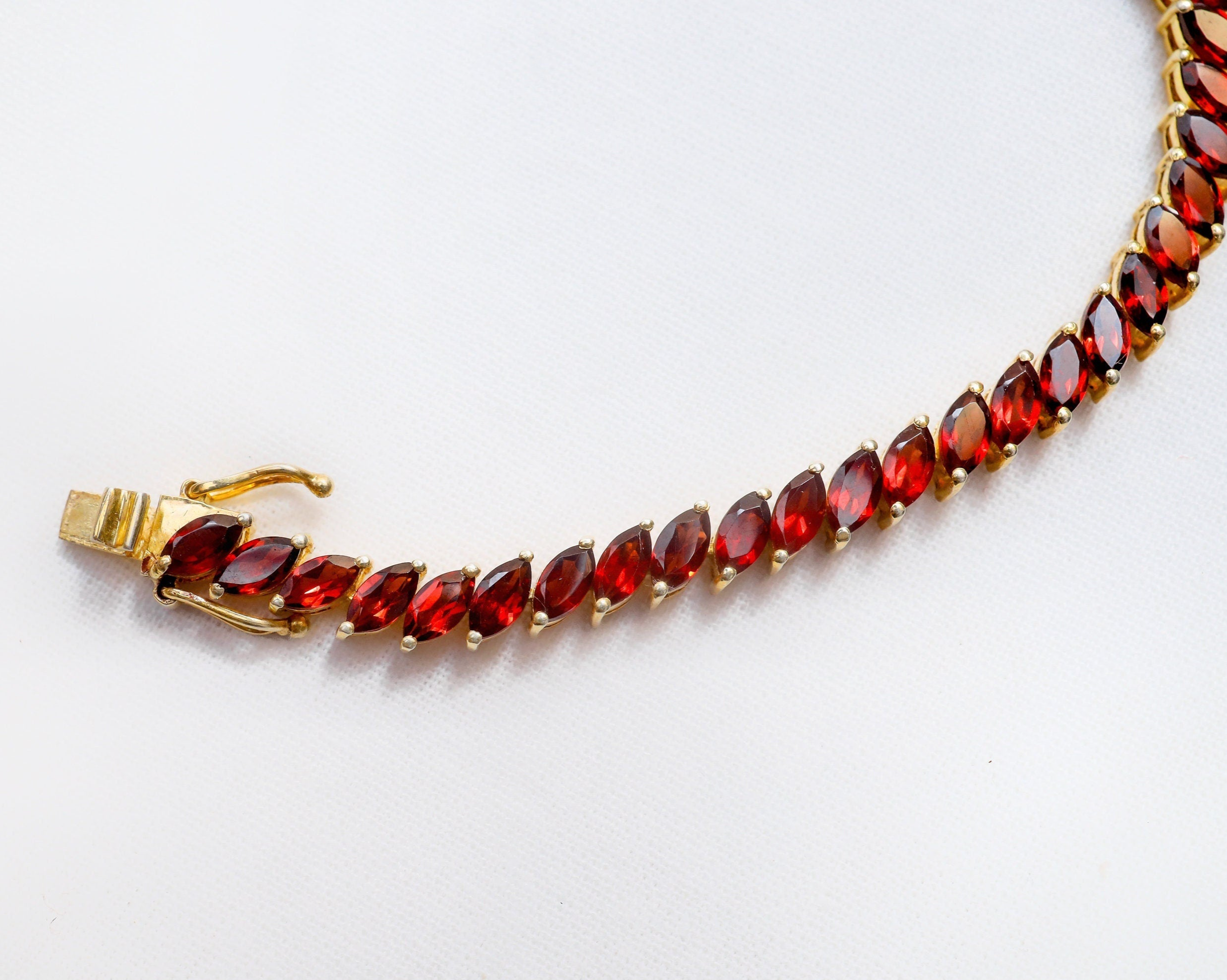 Marquise Garnet Tennis Linear Bracelet