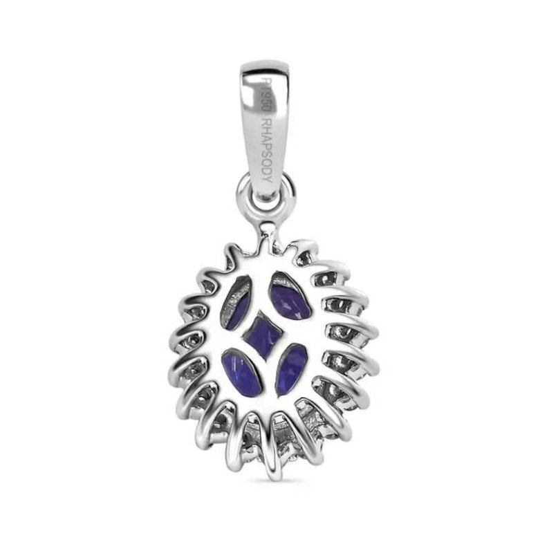 Vintage Style Oval Tanzanite & Moissanite Pendant