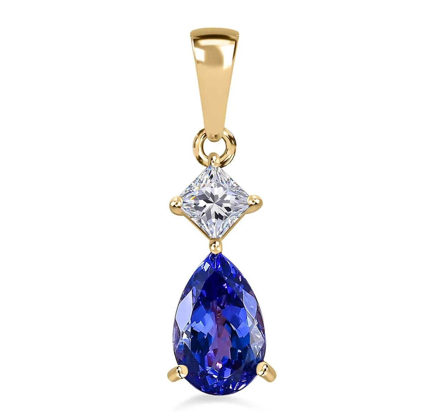 Tanzanite Teardrop Pendant with Moissanite