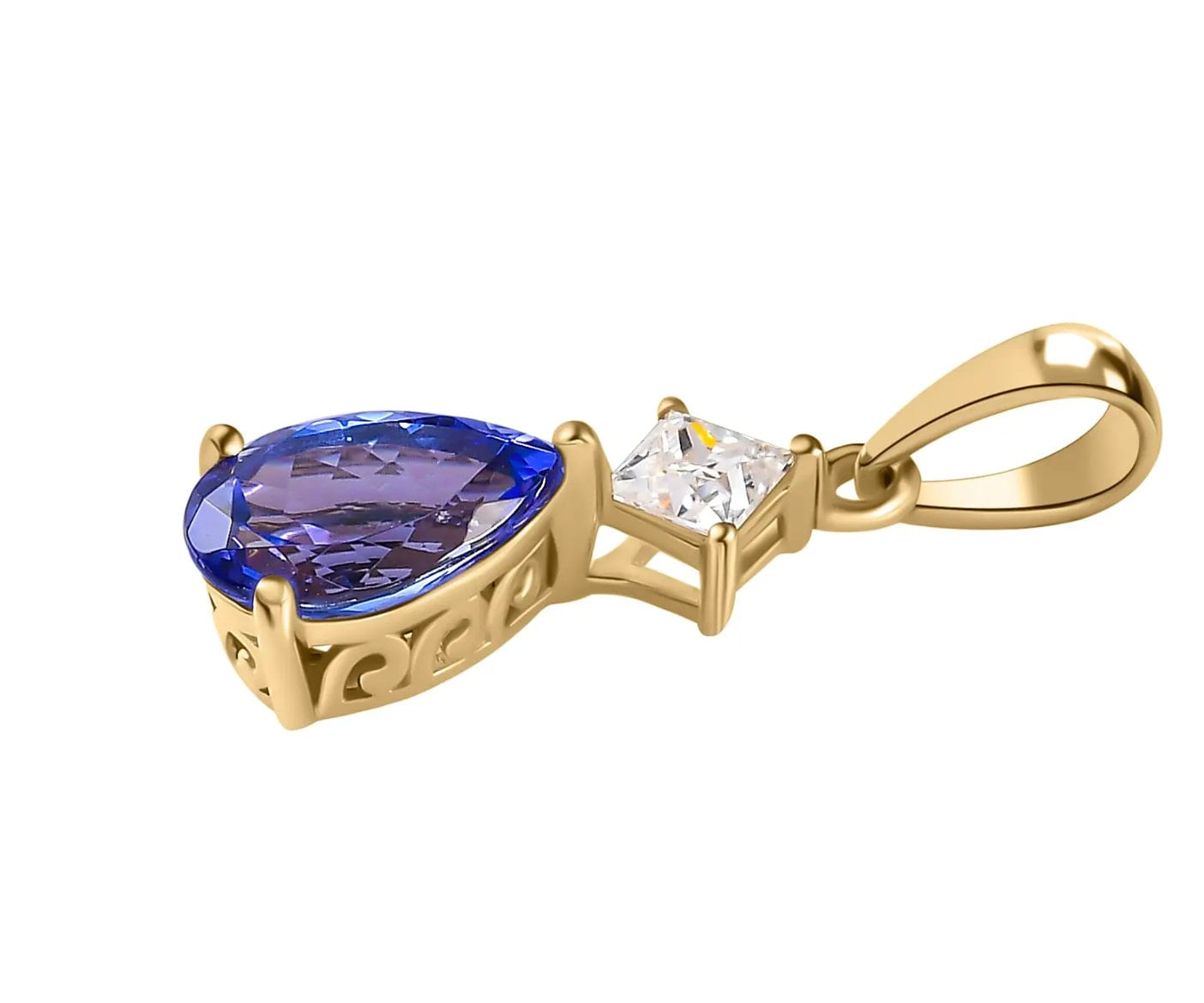 Tanzanite Teardrop Pendant with Moissanite