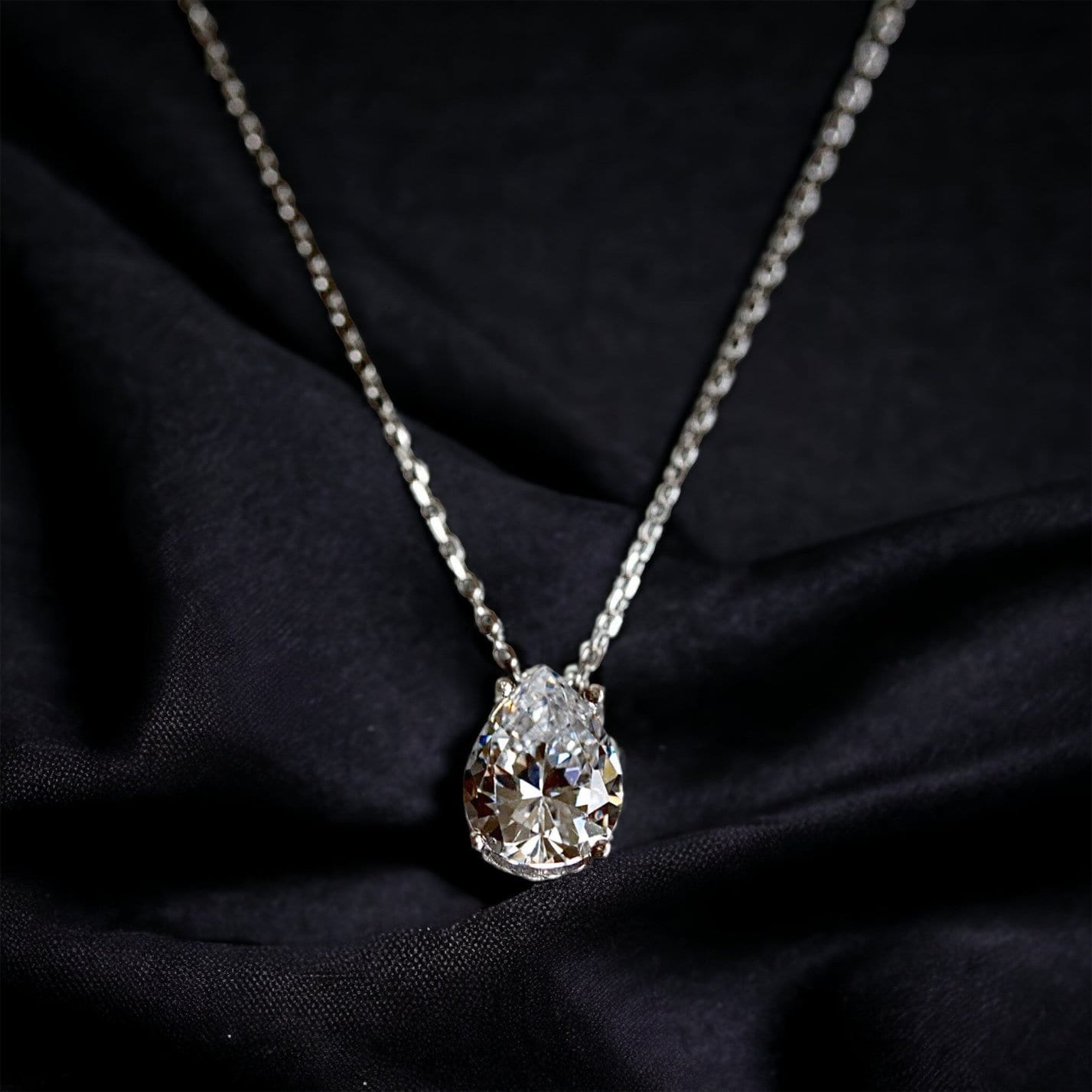 Lab-Grown Pear-Shaped Diamond Moissanite Solitaire Pendant