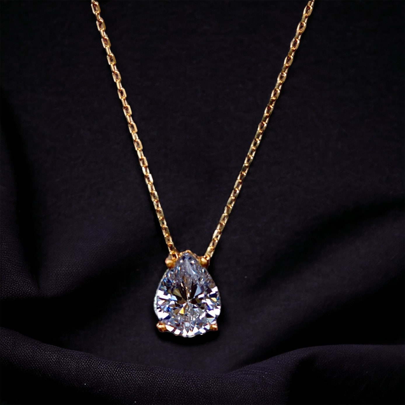 Lab-Grown Pear-Shaped Diamond Moissanite Solitaire Pendant