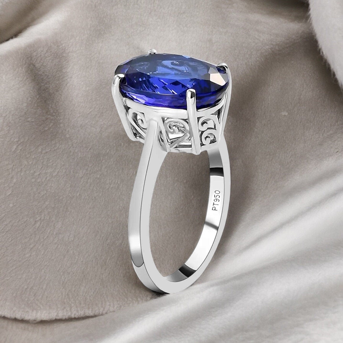 Oval Solitaire Tanzanite Cocktail Ring