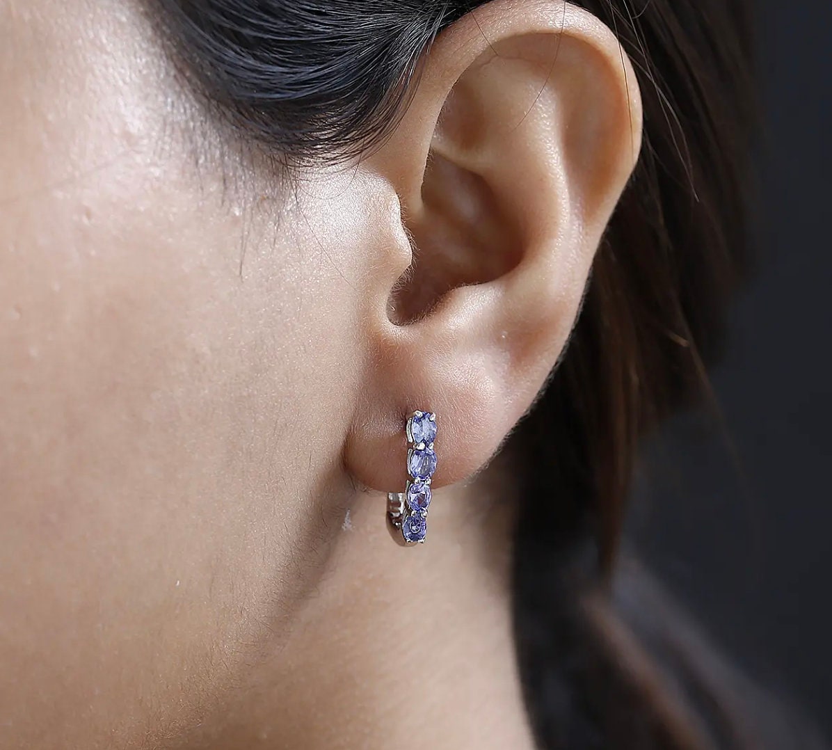 Elegant Tanzanite Huggies hoops