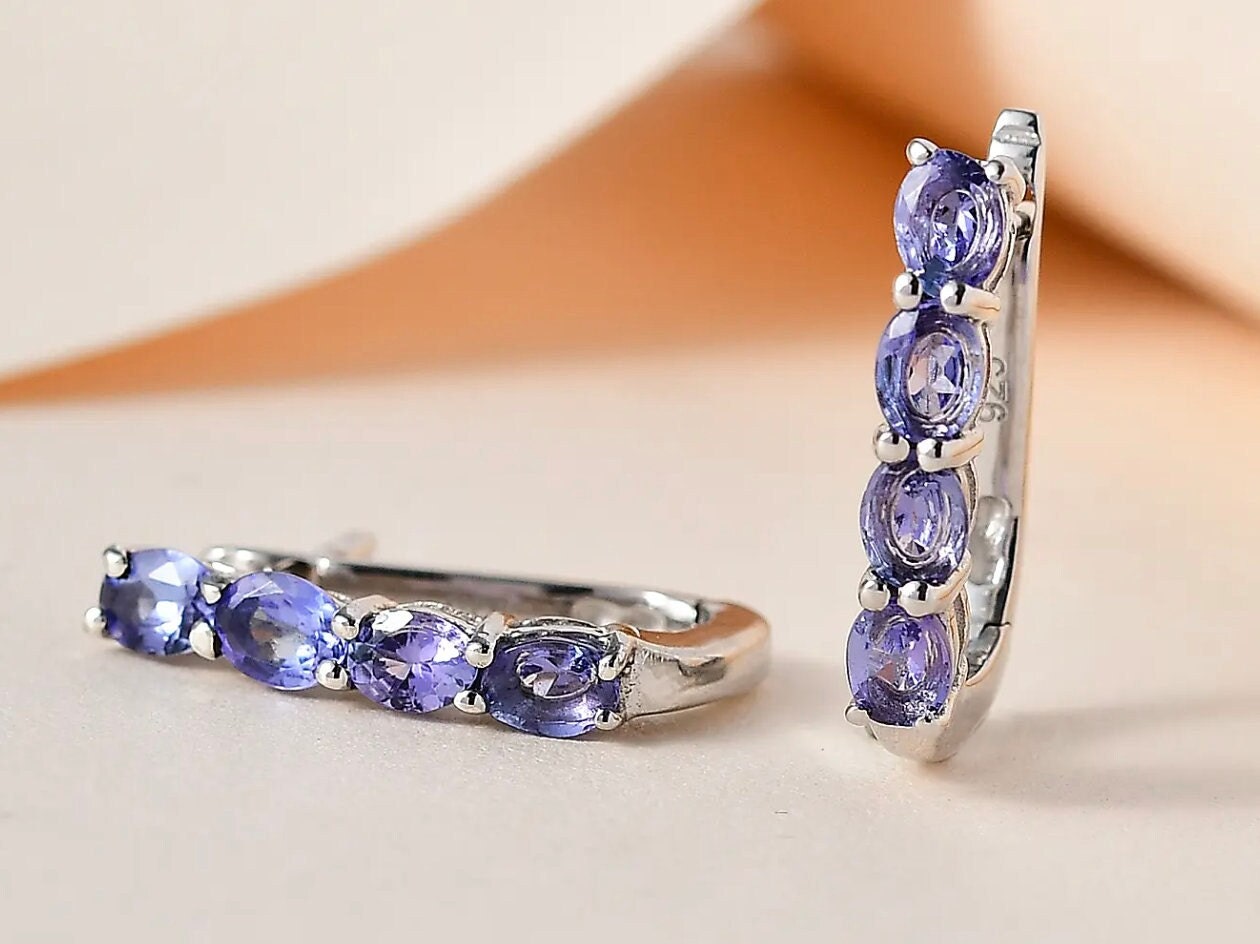 Elegant Tanzanite Huggies hoops