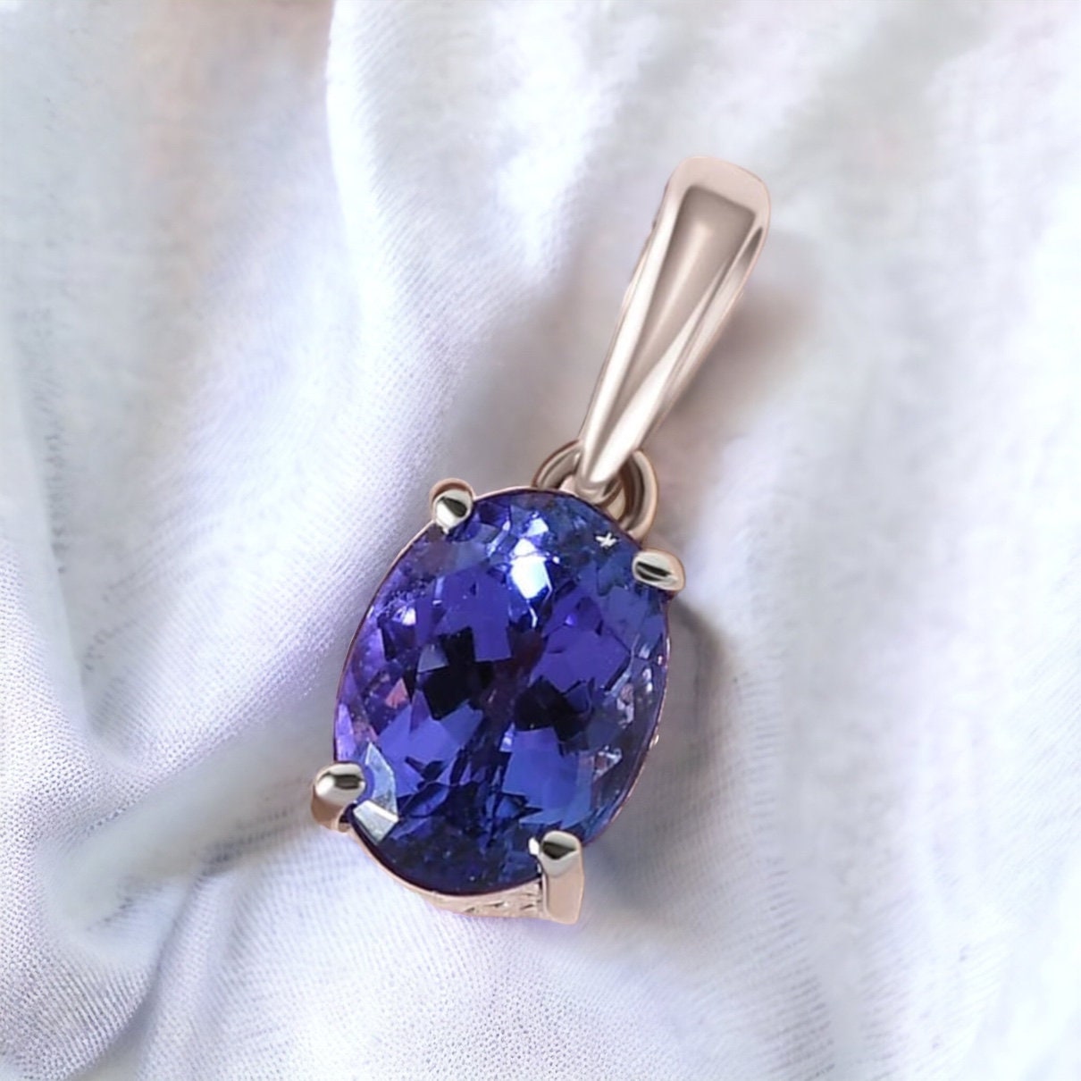 Classic Oval Tanzanite Solitaire Pendant