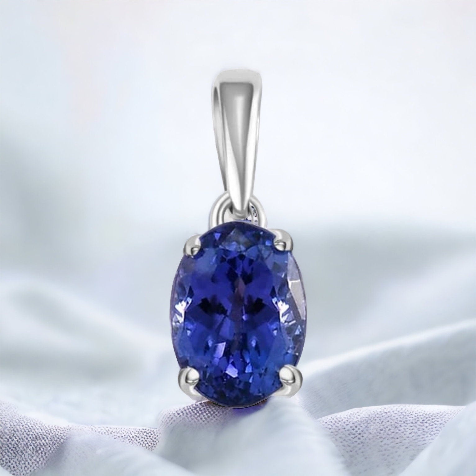 Classic Oval Tanzanite Solitaire Pendant