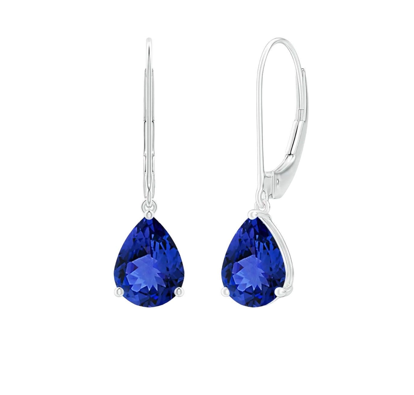 Solitaire Pear-Shaped Tanzanite Leverback Earrings