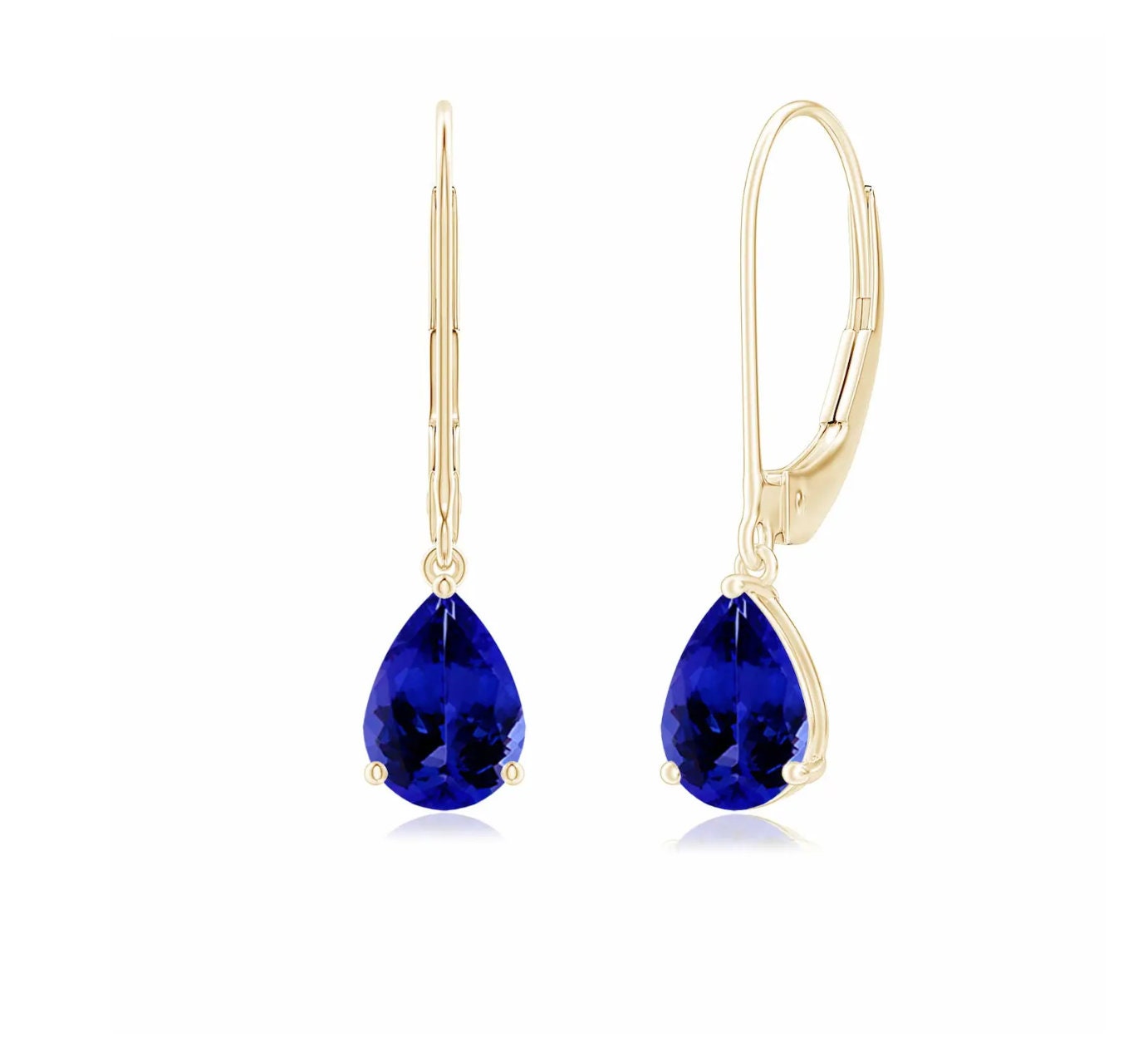 Solitaire Pear-Shaped Tanzanite Leverback Earrings