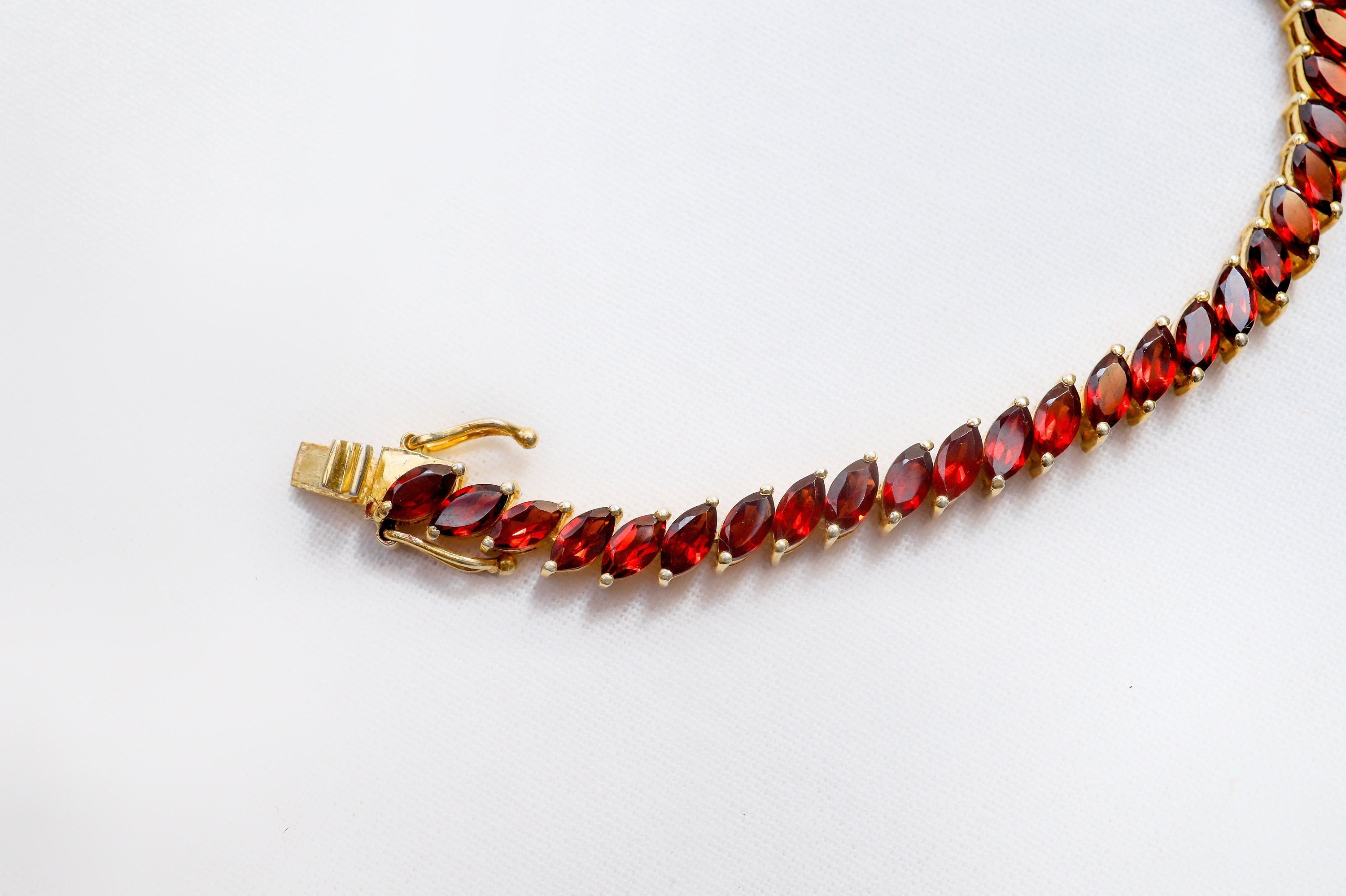 Marquise Garnet Tennis Linear Bracelet